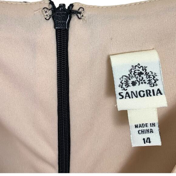 Sangria Women's 14 Black Lace Pink Lined Midi Bodycon Sheath Dress NWT - Picture 13 of 16